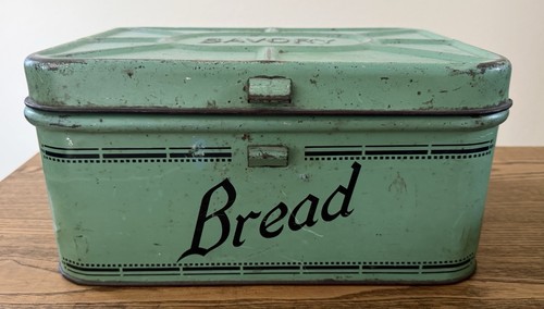 Vintage green savory bread box - savory,