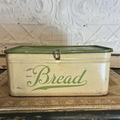 Vintage metal bread box cream - vintage,